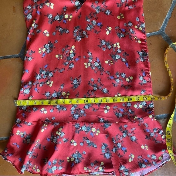 PAULA CAHEN D’ANVERS RED DRESS LEMONS FLORAL RUFFLES LINED SIZE 2 - Picture 9 of 9